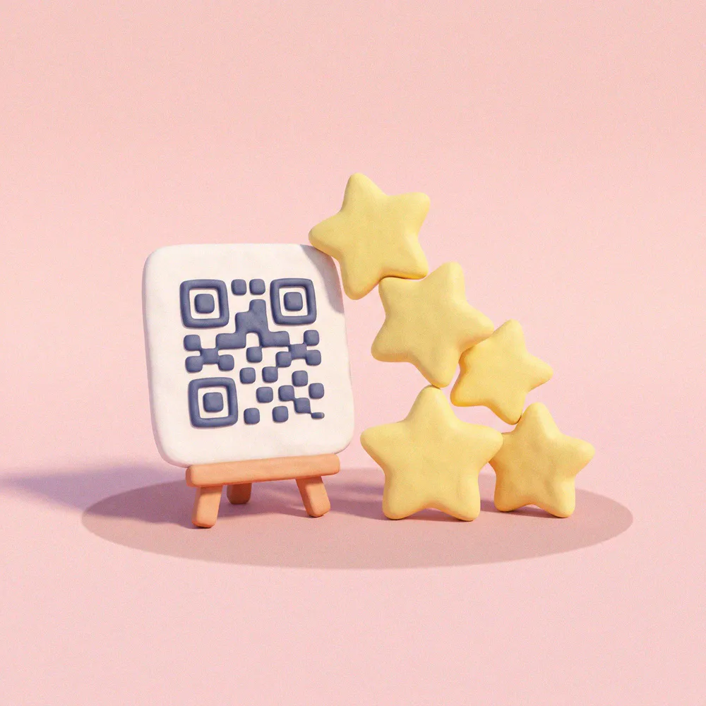 Clay QR card with stars
