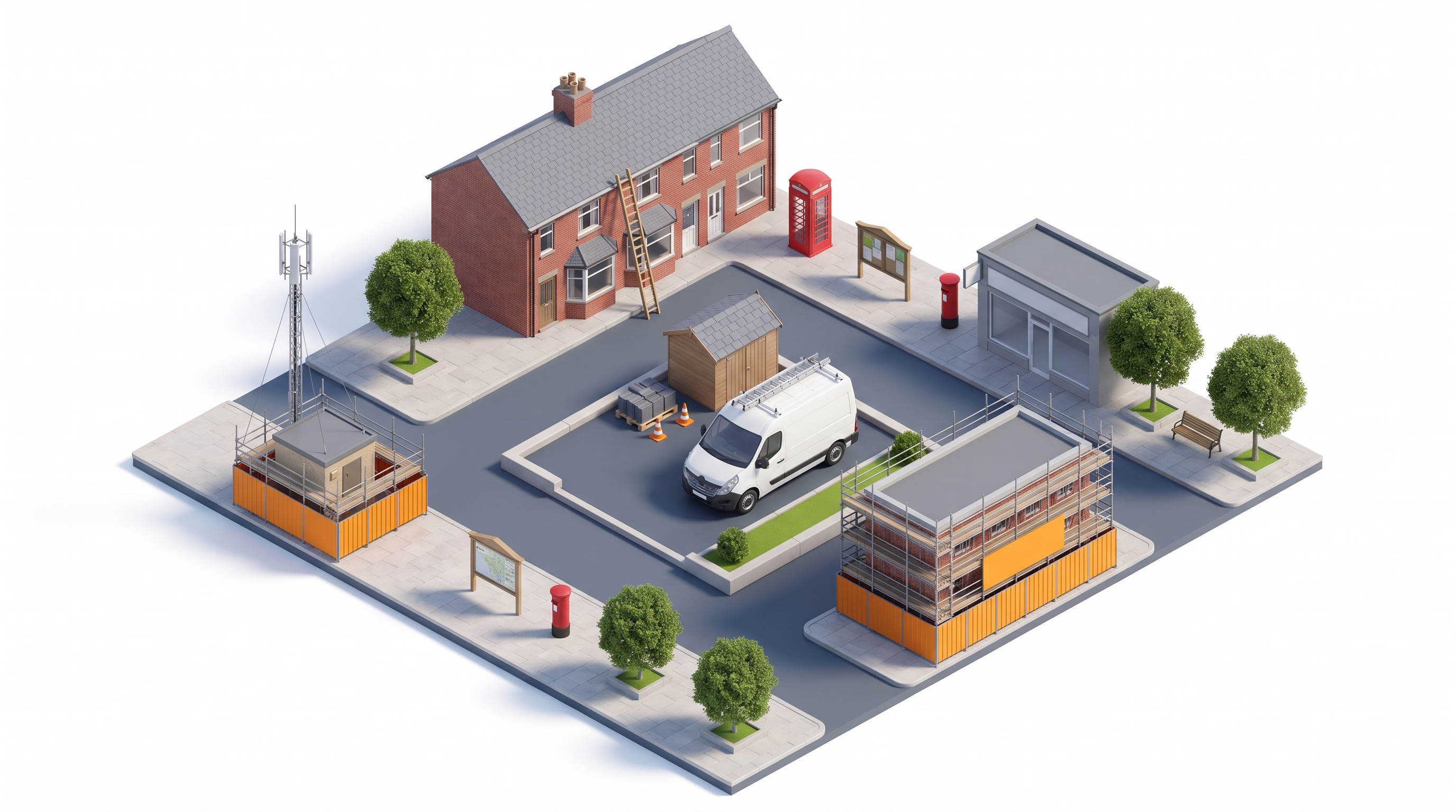 A whole neighbourhood rendered as a single isometric model